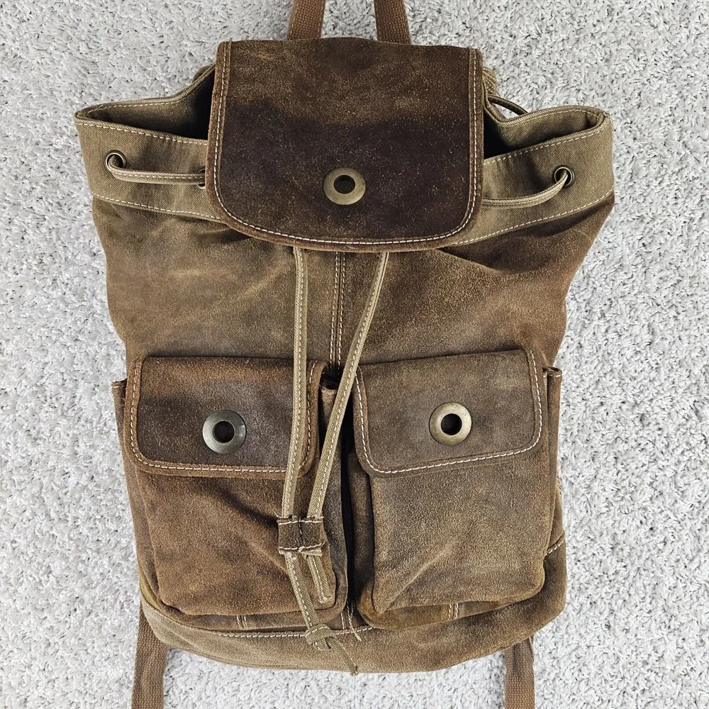 Vintage Wilsons M Julian Leather Suede Distressed Brown Rucksack Backpack